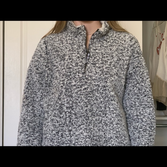 black and white teddy quarter zip - Picture 1 of 2